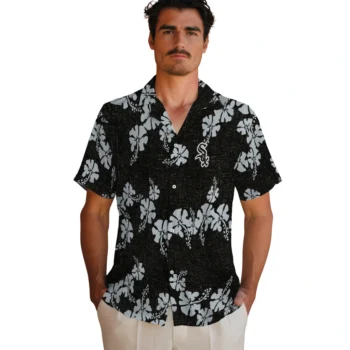 chicago white sox hibiscus petals black hawaiian shirts fashion forward