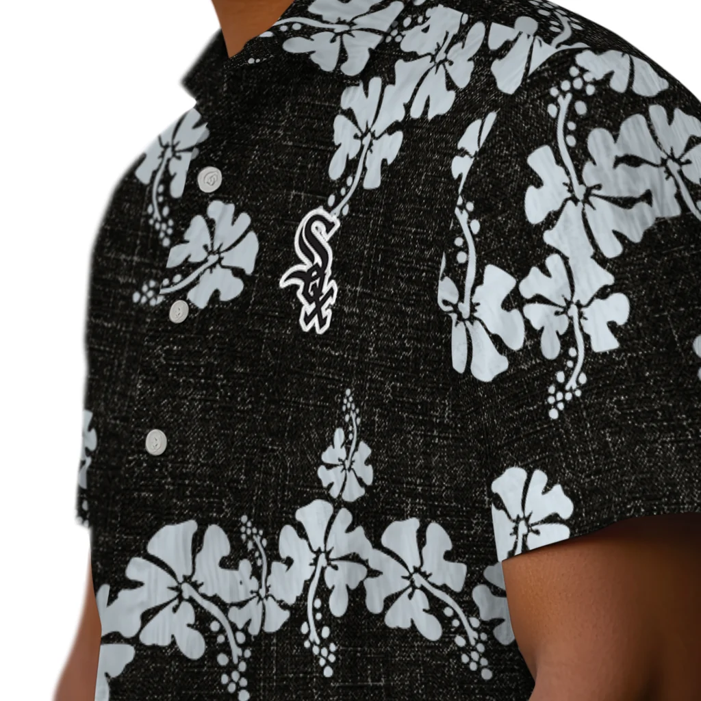 Chicago White Sox Hawaiian Shirt - 50th State Flower chicago white sox hibiscus petals black hawaiian shirts trendy