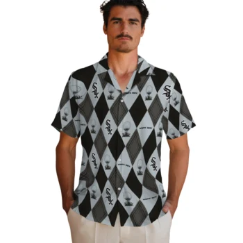 chicago white sox balloon plaid black hawaiian shirts fashion forward