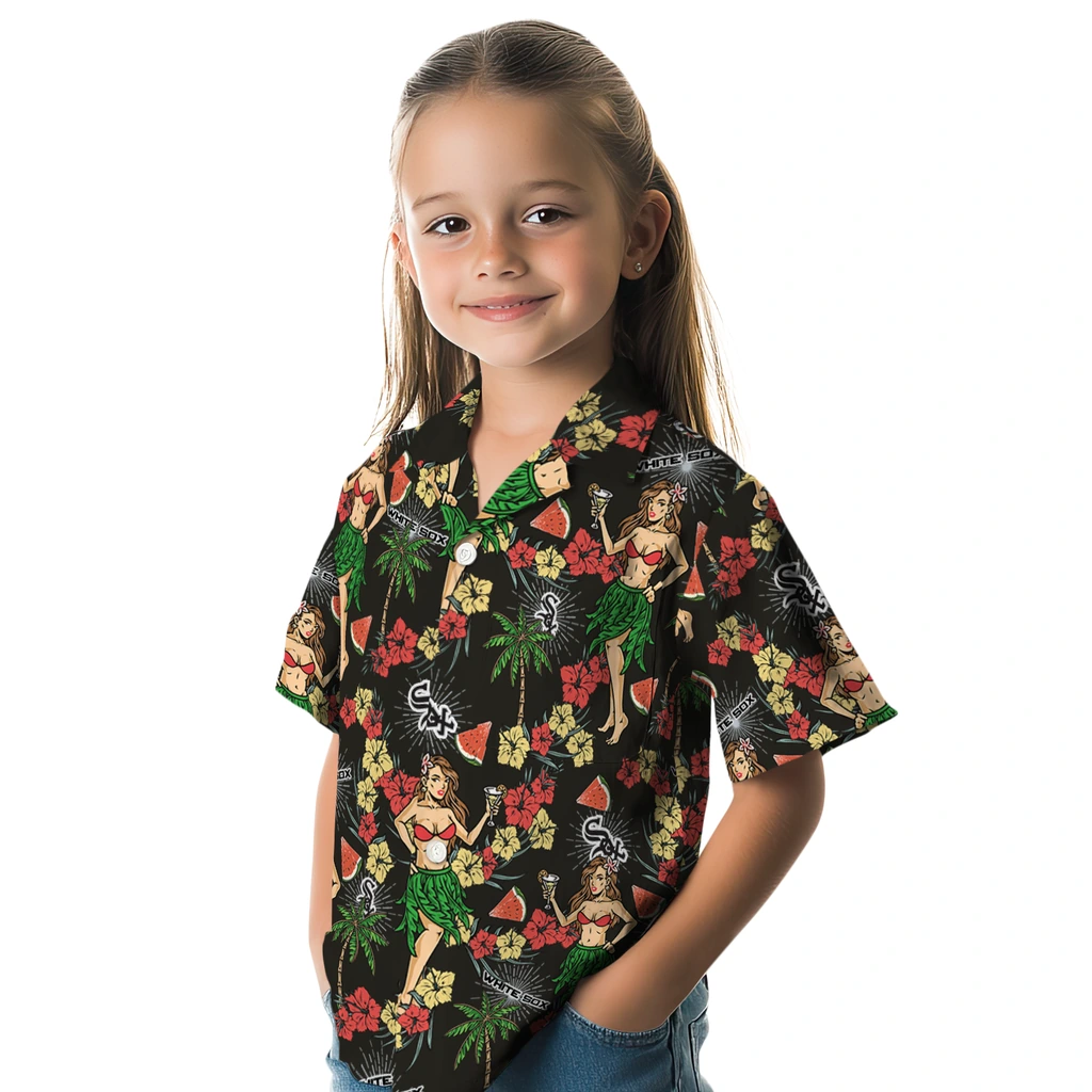 Chicago White Sox Hawaiian Shirt - Hawaiian Girls Design chicago white sox hawaiian girls design black hawaiian shirts premium grade