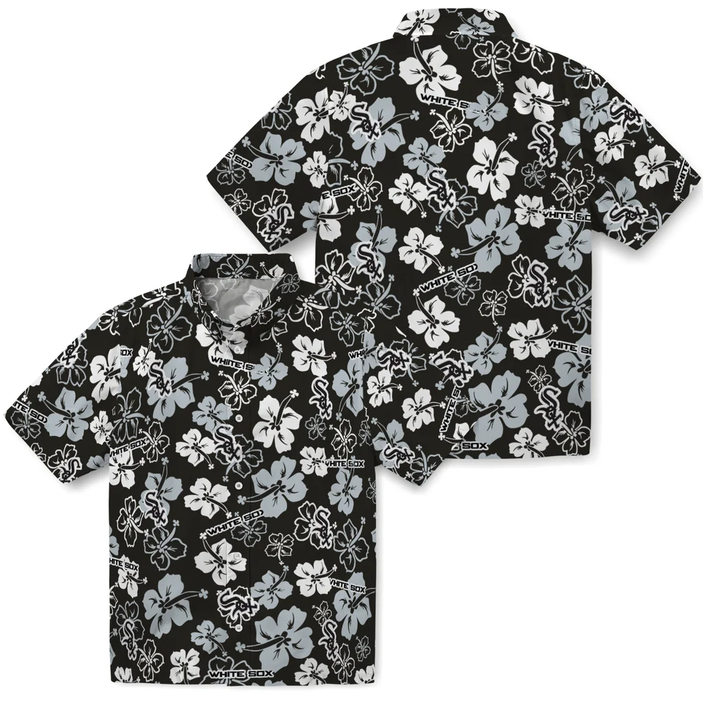 Chicago White Sox Hawaiian Shirt - Hibiscus Flower Design chicago white sox hibiscus bloom black hawaiian shirts high quality