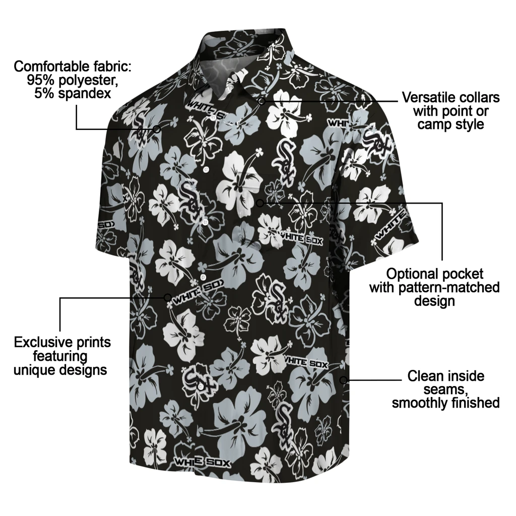Chicago White Sox Hawaiian Shirt - Hibiscus Flower Design chicago white sox hibiscus bloom black hawaiian shirts new arrival