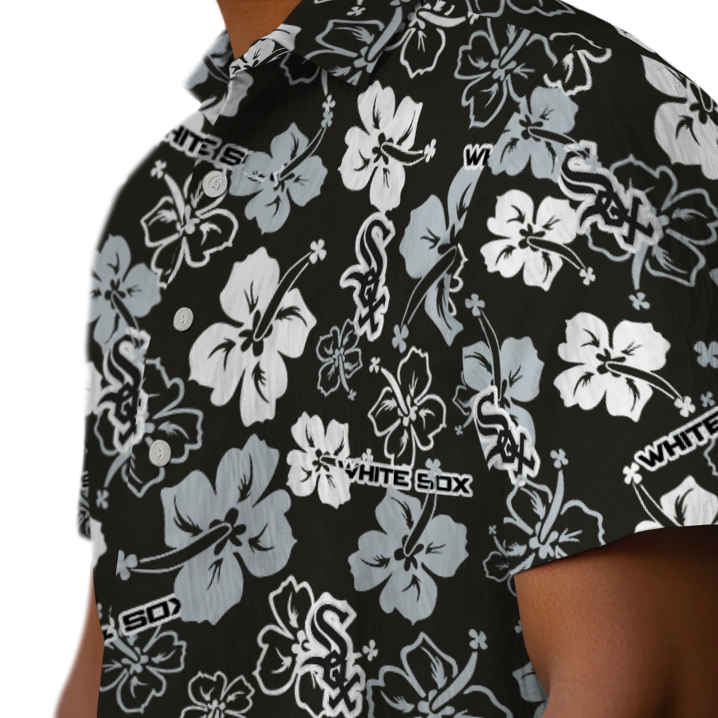 Chicago White Sox Hawaiian Shirt - Hibiscus Flower Design chicago white sox hibiscus bloom black hawaiian shirts trendy
