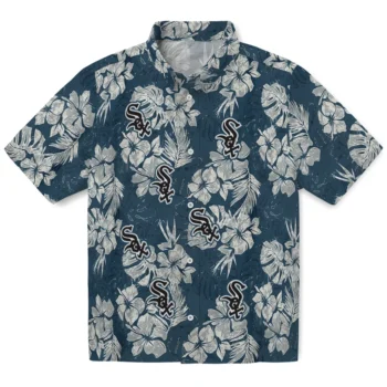 chicago white sox hibiscus flowers navy blue hawaiian shirts best selling