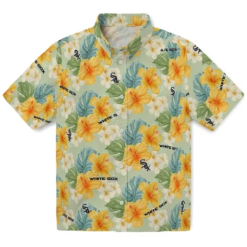 chicago white sox hibiscus mood pale lime yellow hawaiian shirts best selling