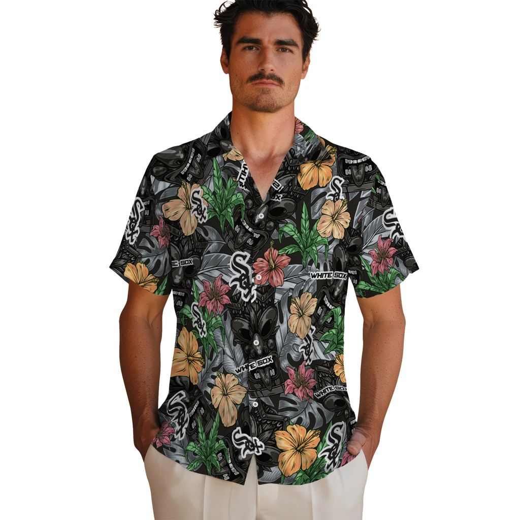 Chicago White Sox Hawaiian Shirt - Hibiscus Tiki Jungle chicago white sox tiki jungle black hawaiian shirts fashion forward