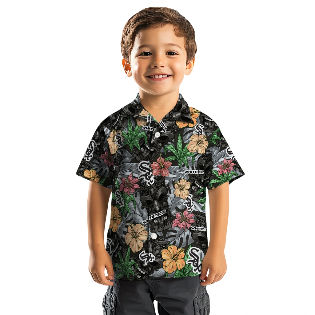 Chicago White Sox Hawaiian Shirt - Hibiscus Tiki Jungle chicago white sox tiki jungle black hawaiian shirts top rated