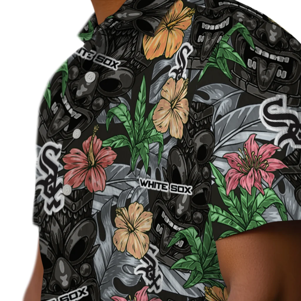 Chicago White Sox Hawaiian Shirt - Hibiscus Tiki Jungle chicago white sox tiki jungle black hawaiian shirts trendy
