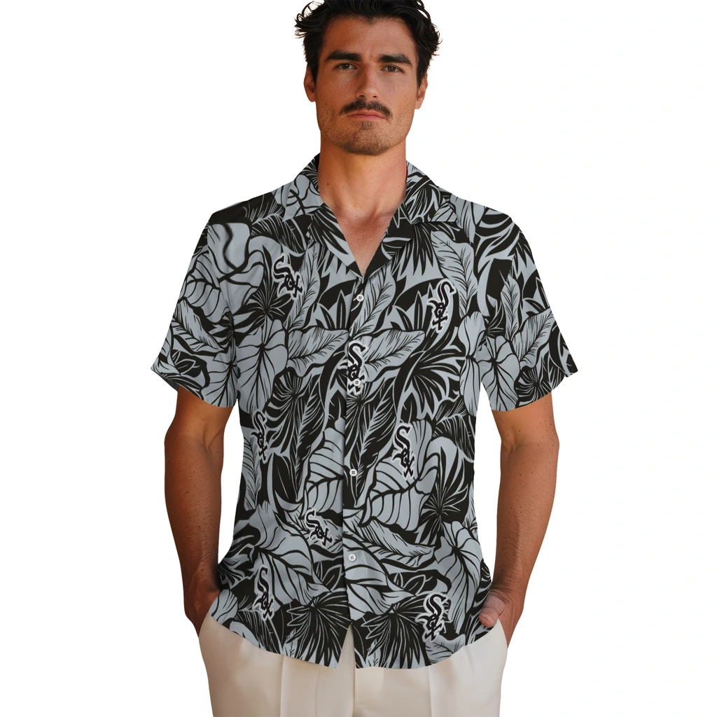 Chicago White Sox Hawaiian Shirt - Monstera Layer chicago white sox monstera layer black hawaiian shirts fashion forward