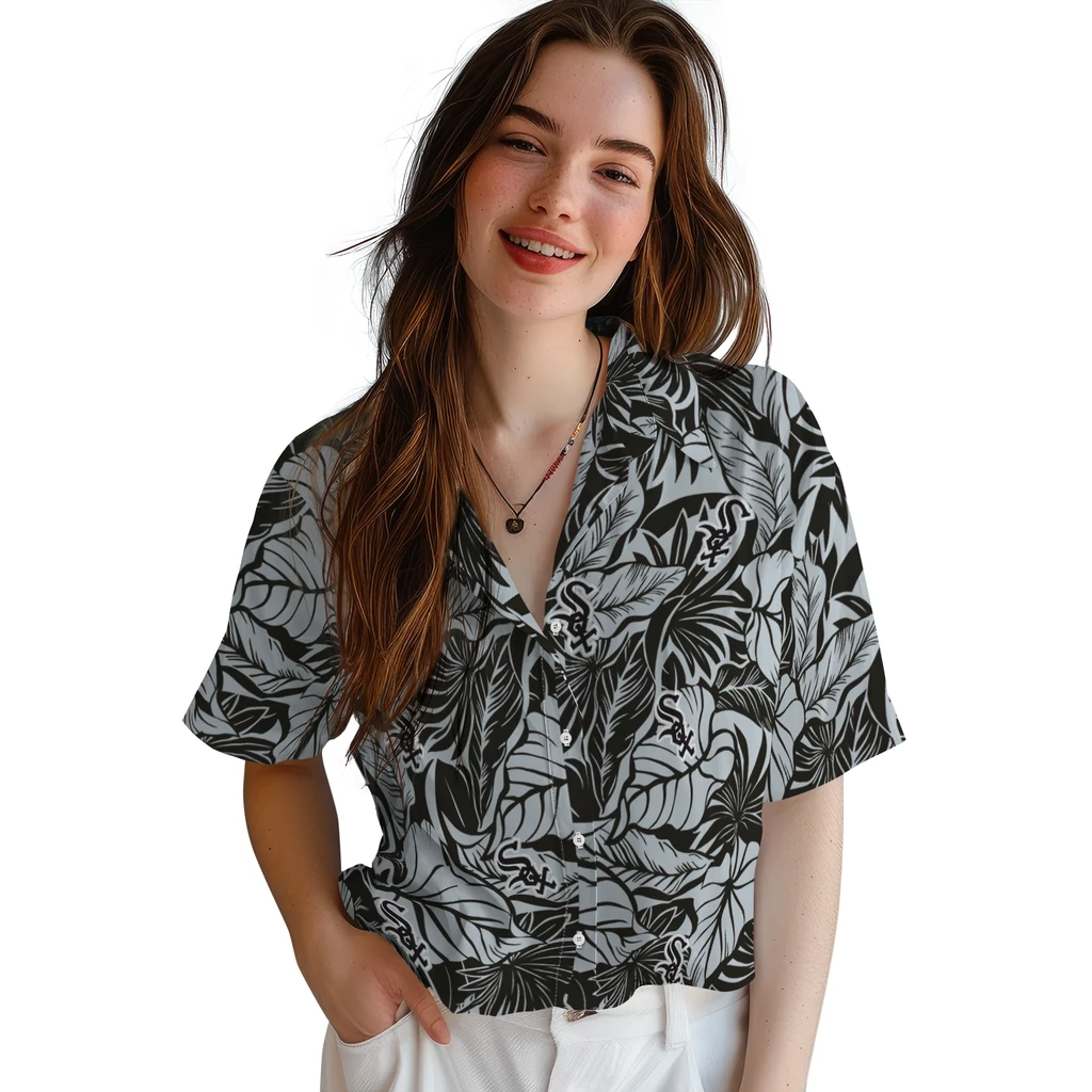 Chicago White Sox Hawaiian Shirt - Monstera Layer chicago white sox monstera layer black hawaiian shirts latest model