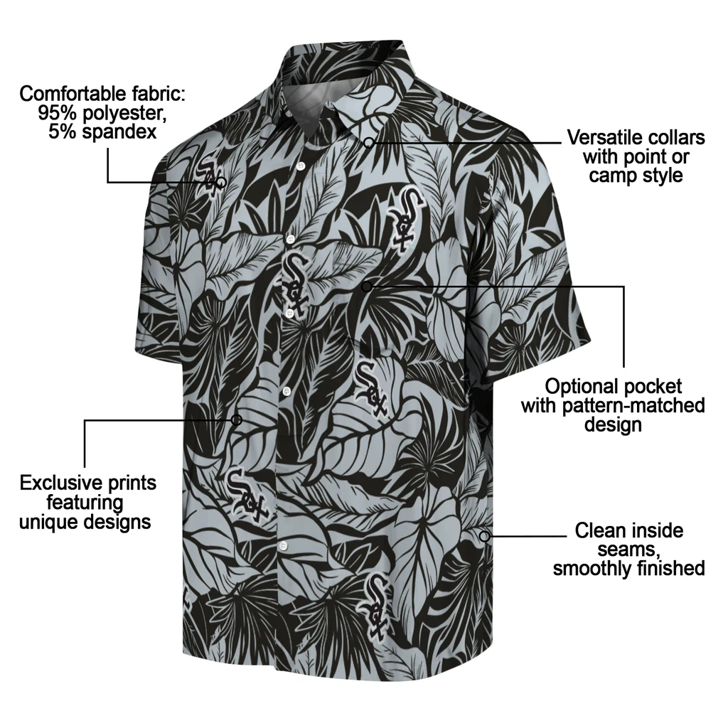 Chicago White Sox Hawaiian Shirt - Monstera Layer chicago white sox monstera layer black hawaiian shirts new arrival