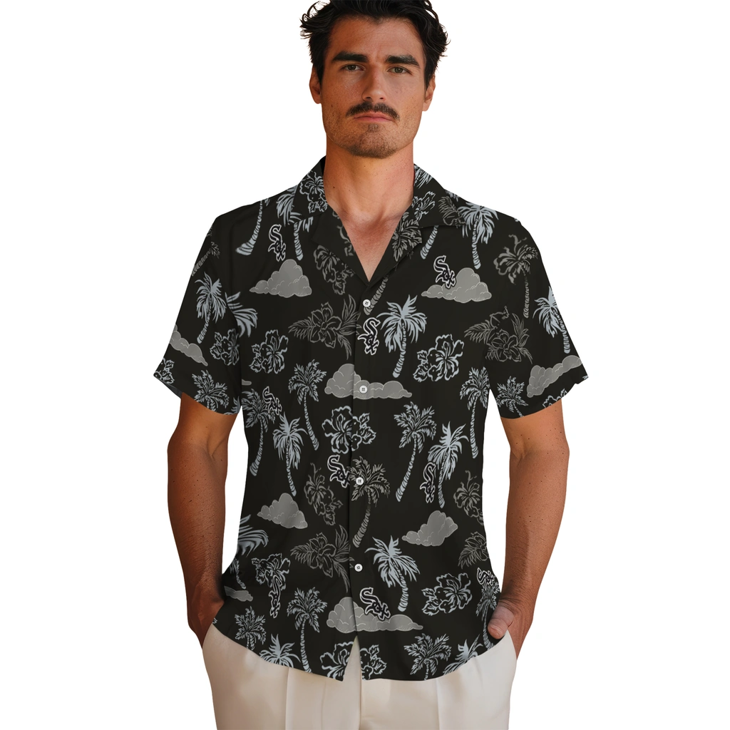 Chicago White Sox Hawaiian Shirt - Palm And Clouds chicago white sox palm and clouds black hawaiian shirts fashion forward