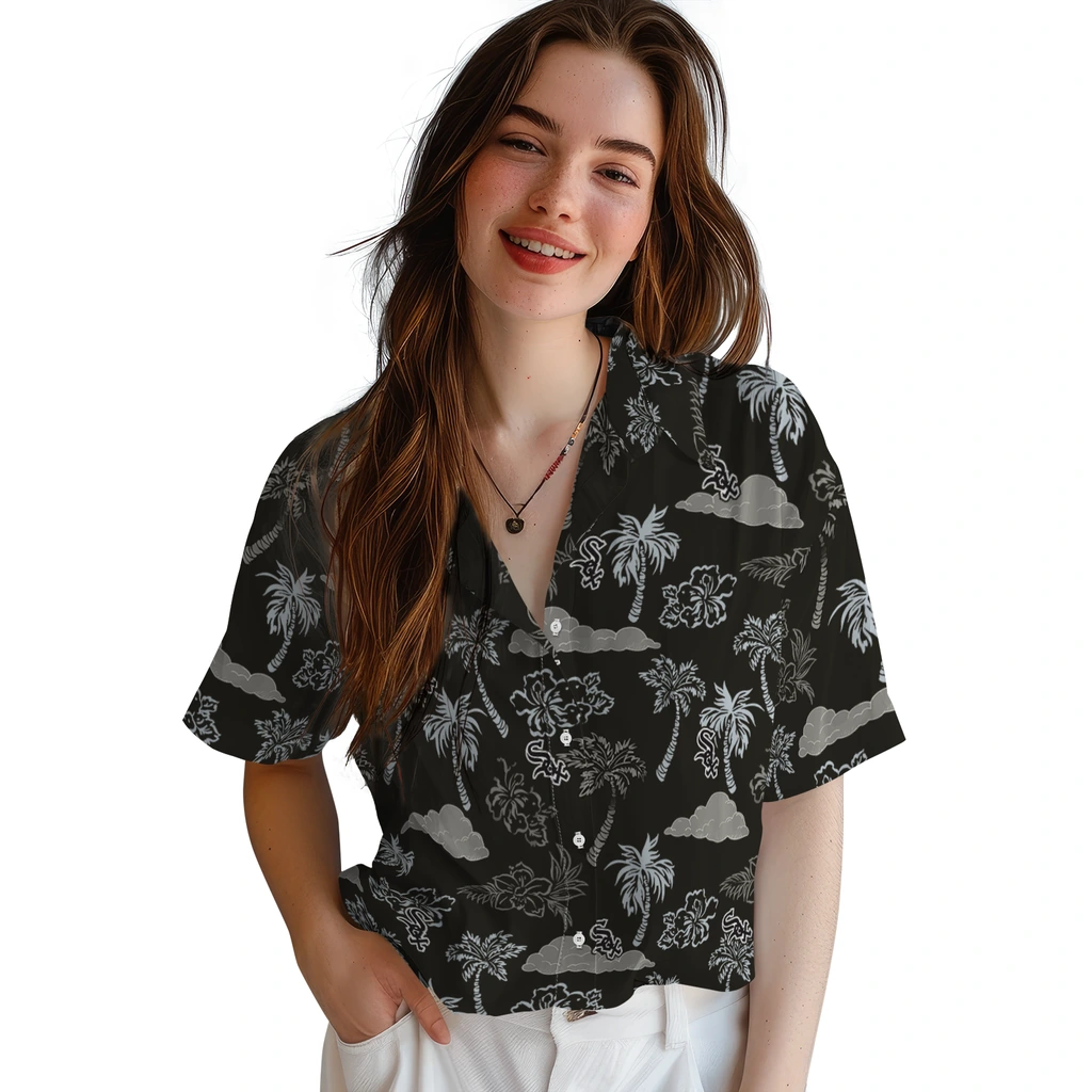 Chicago White Sox Hawaiian Shirt - Palm And Clouds chicago white sox palm and clouds black hawaiian shirts latest model