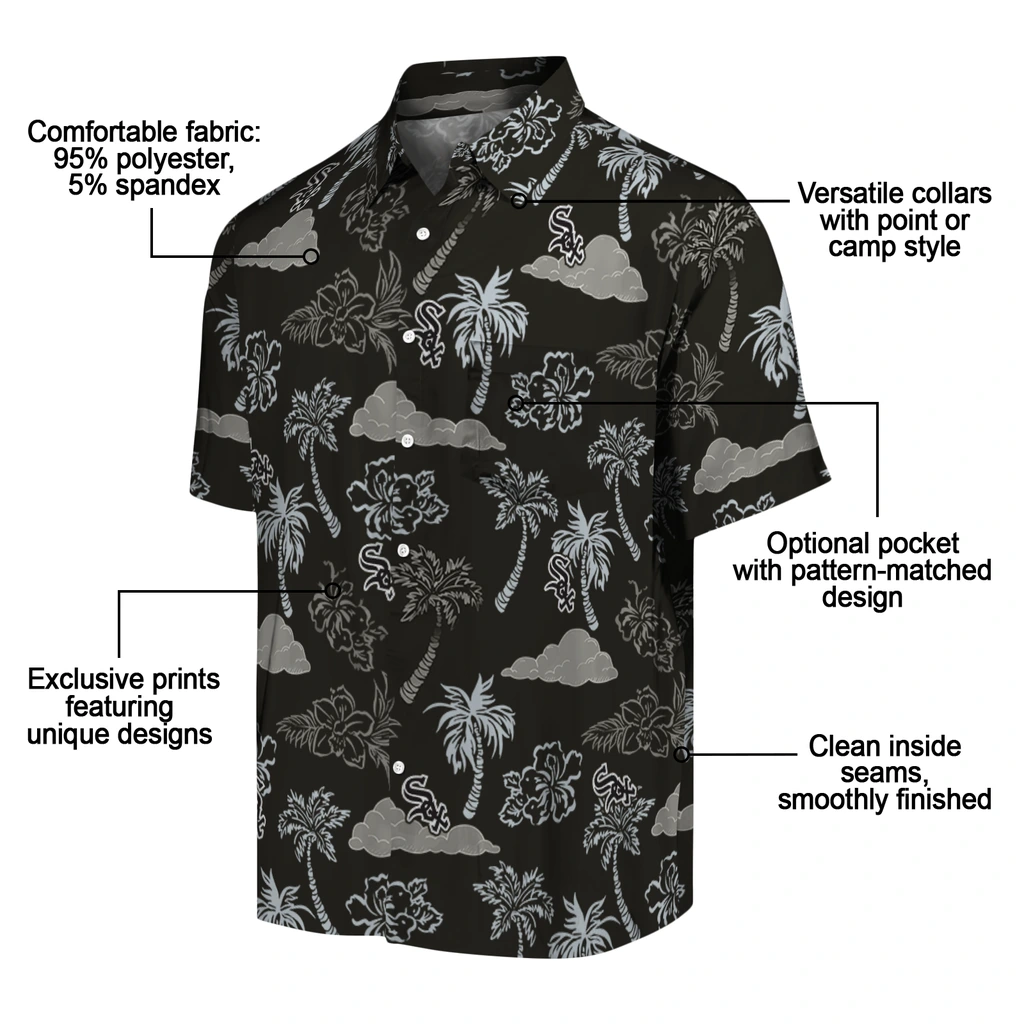 Chicago White Sox Hawaiian Shirt - Palm And Clouds chicago white sox palm and clouds black hawaiian shirts new arrival