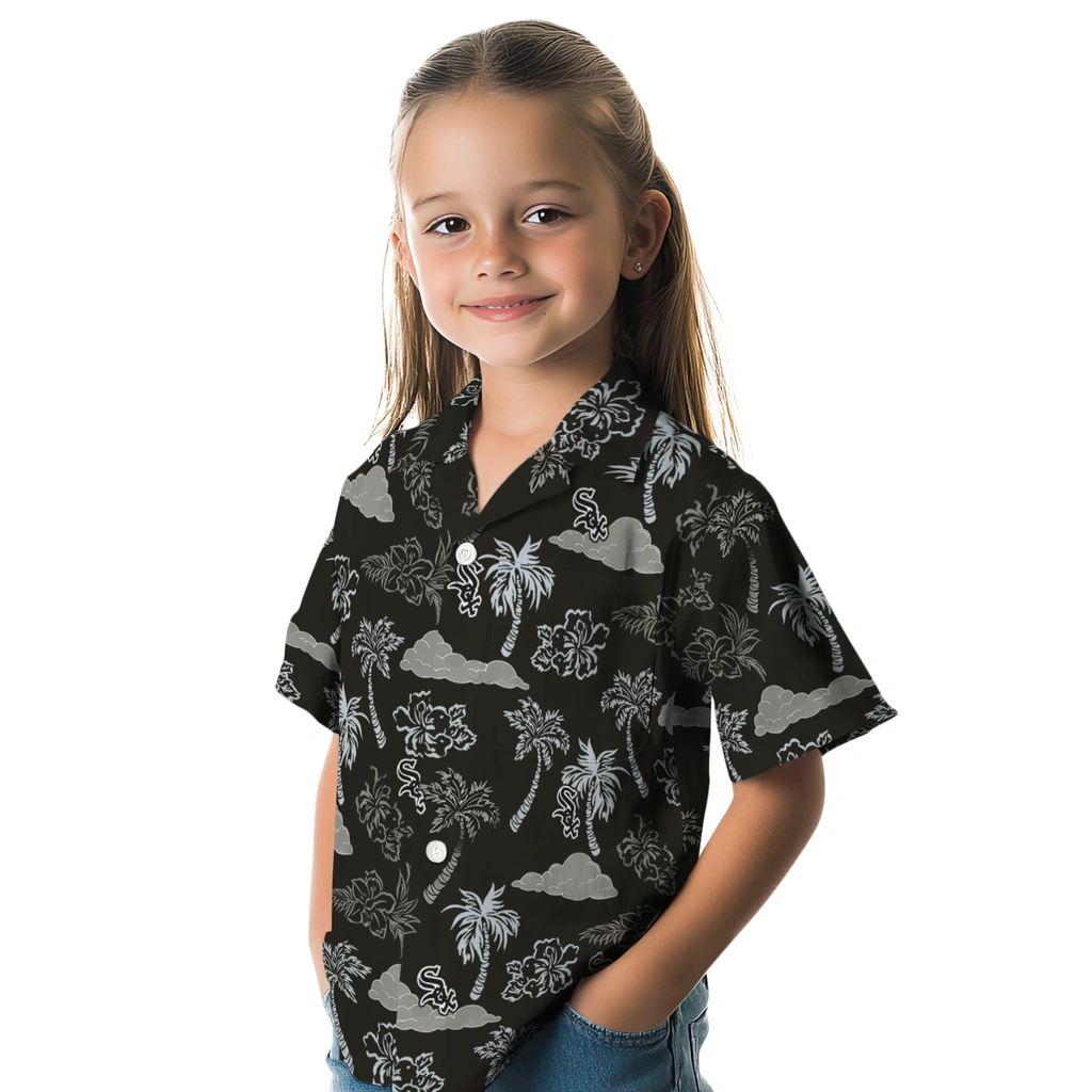 Chicago White Sox Hawaiian Shirt - Palm And Clouds chicago white sox palm and clouds black hawaiian shirts premium grade