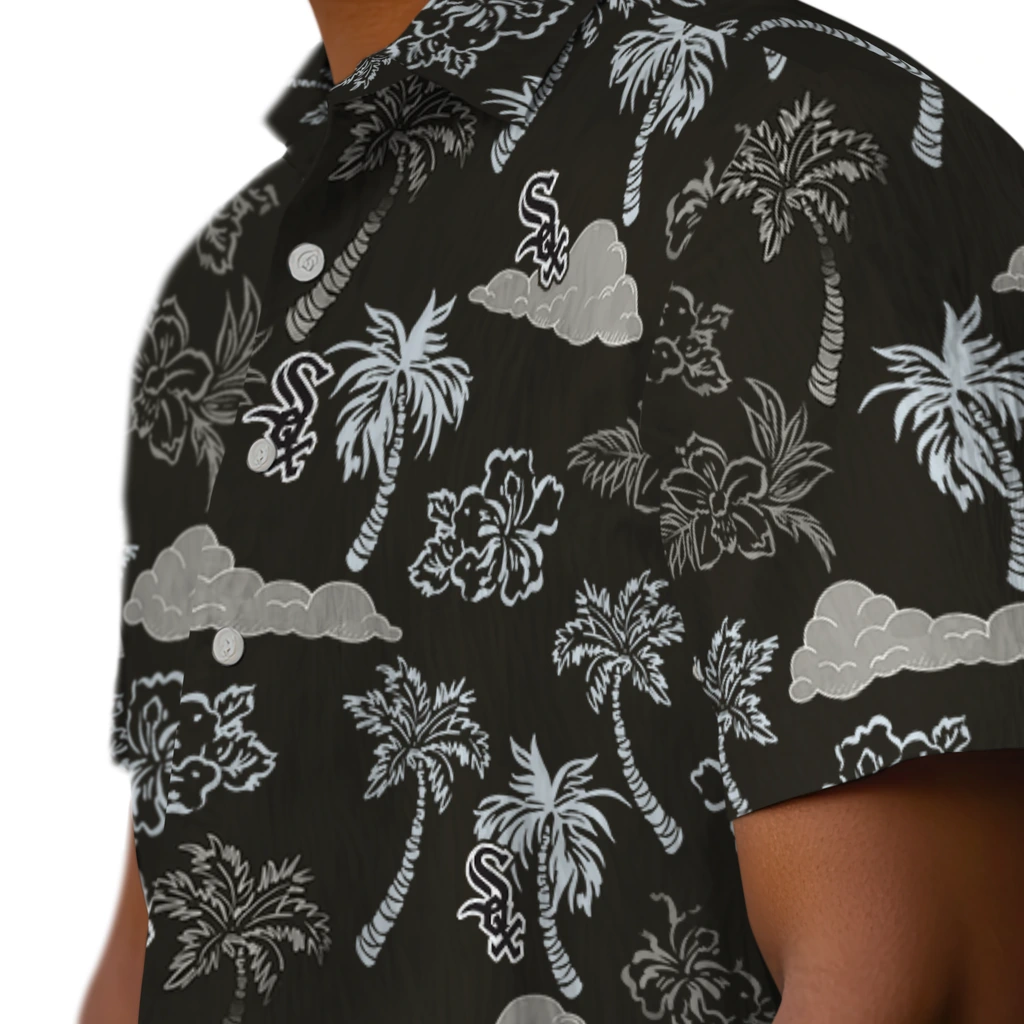 Chicago White Sox Hawaiian Shirt - Palm And Clouds chicago white sox palm and clouds black hawaiian shirts trendy