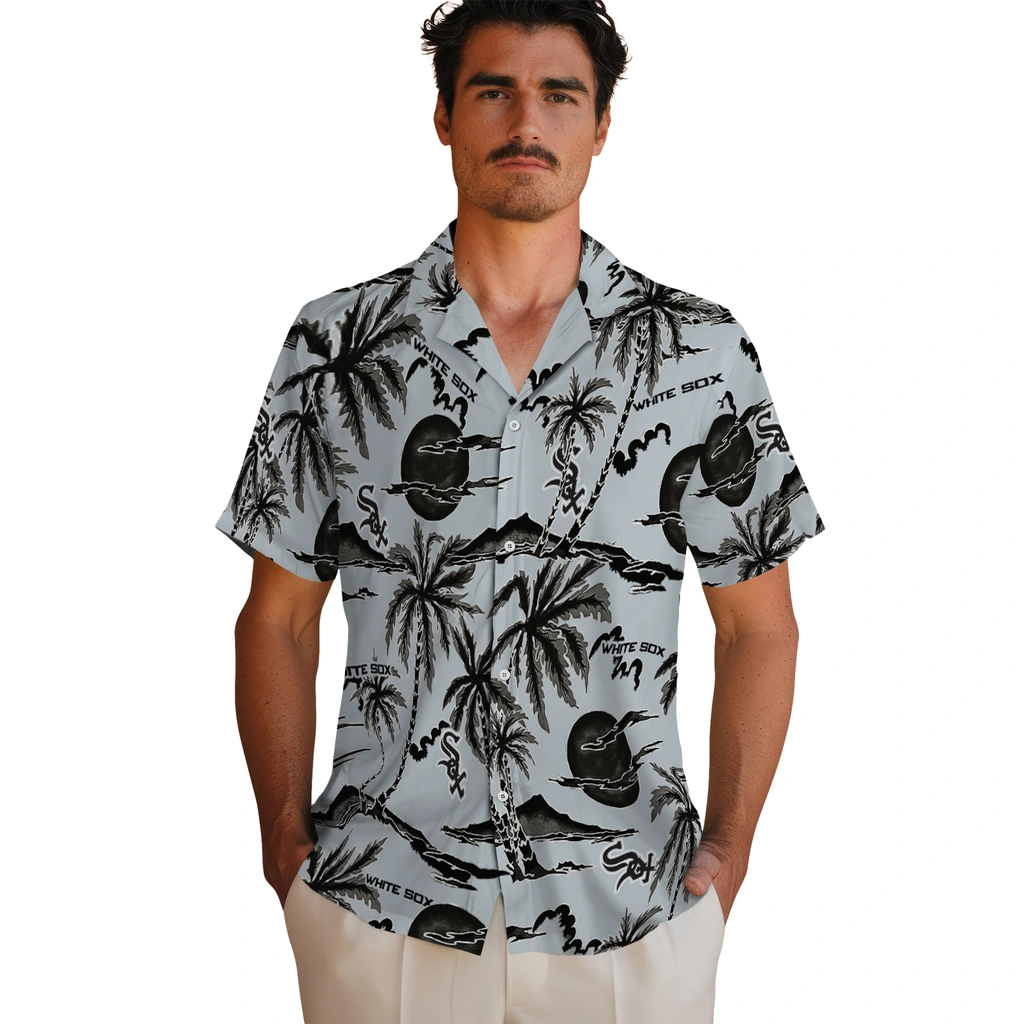 Chicago White Sox Hawaiian Shirt - Palm Sunset chicago white sox palm sunset hawaiian shirts fashion forward