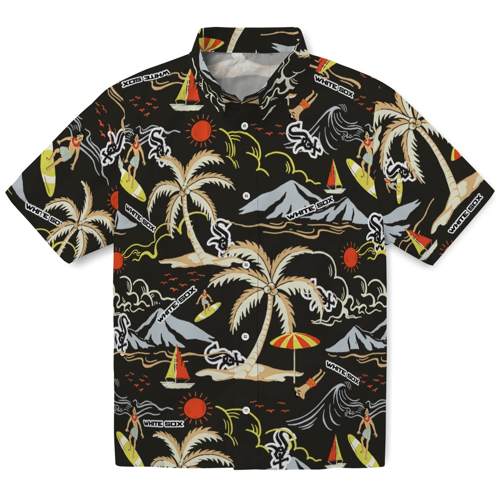 Chicago White Sox Hawaiian Shirt - Palm Tree Island chicago white sox palm tree island black hawaiian shirts best selling