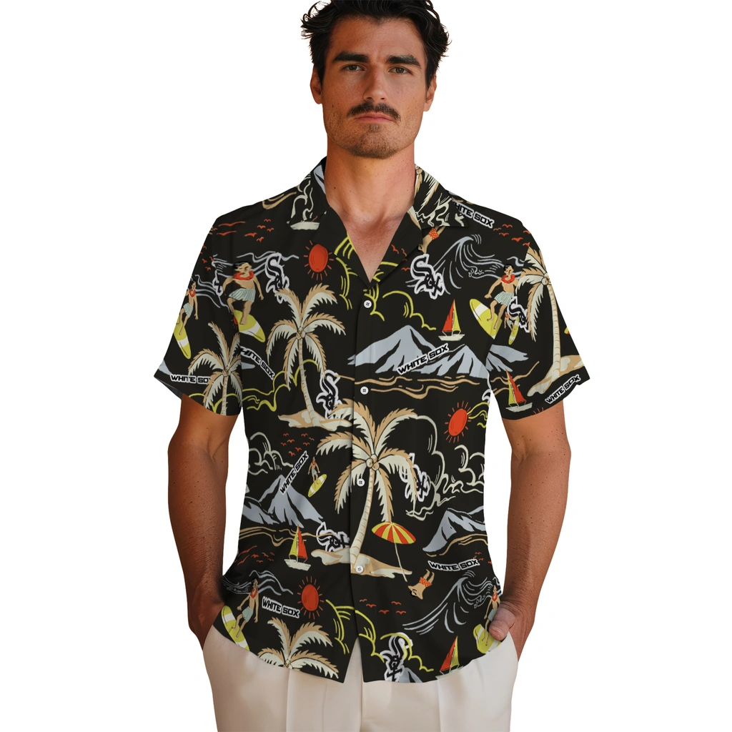 Chicago White Sox Hawaiian Shirt - Palm Tree Island chicago white sox palm tree island black hawaiian shirts fashion forward