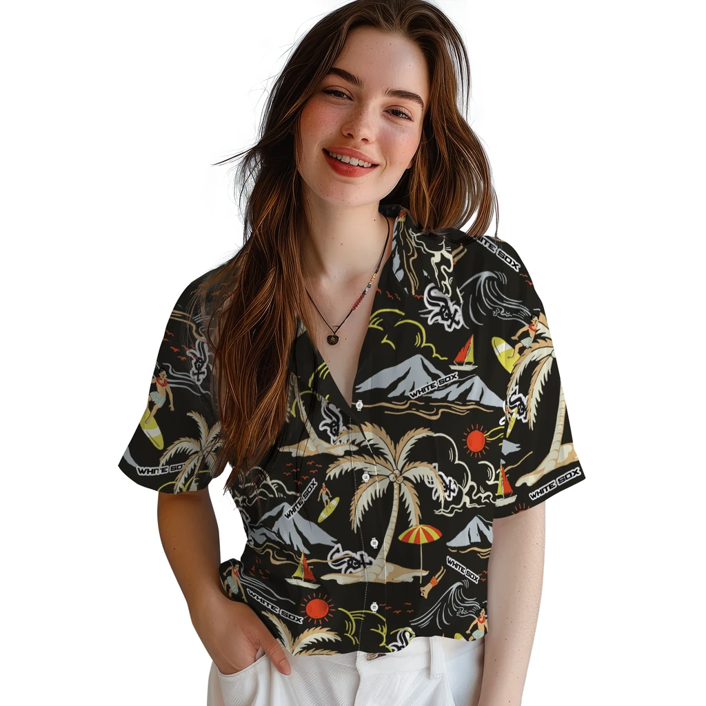 Chicago White Sox Hawaiian Shirt - Palm Tree Island chicago white sox palm tree island black hawaiian shirts latest model