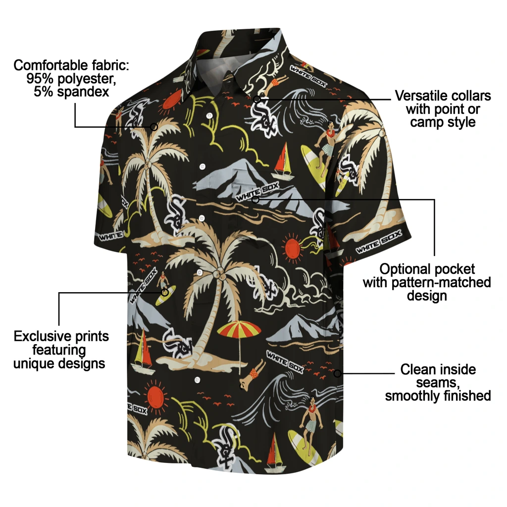 Chicago White Sox Hawaiian Shirt - Palm Tree Island chicago white sox palm tree island black hawaiian shirts new arrival