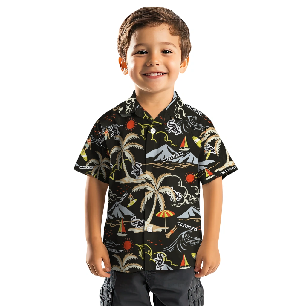 Chicago White Sox Hawaiian Shirt - Palm Tree Island chicago white sox palm tree island black hawaiian shirts top rated