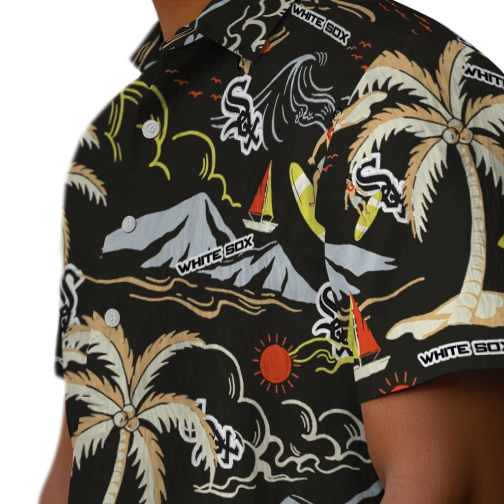 Chicago White Sox Hawaiian Shirt - Palm Tree Island chicago white sox palm tree island black hawaiian shirts trendy