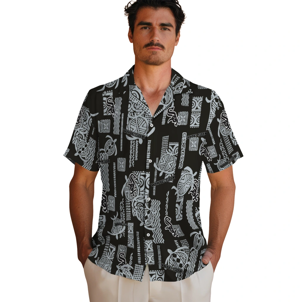 Chicago White Sox Hawaiian Shirt - Turtle Lines chicago white sox turtle lines black hawaiian shirts fashion forward