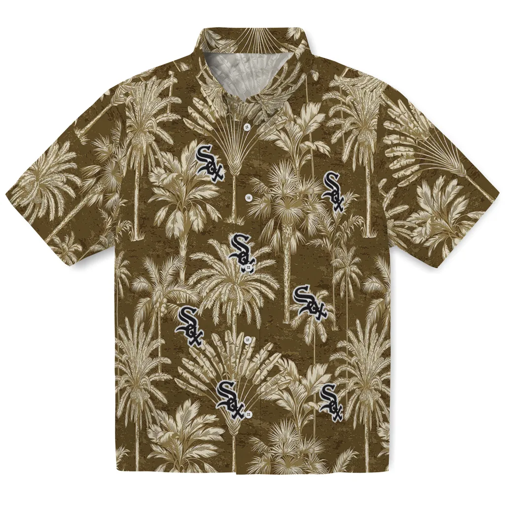 Chicago White Sox Hawaiian Shirt - Vintage Palm Tree chicago white sox palm shadows black hawaiian shirts best selling