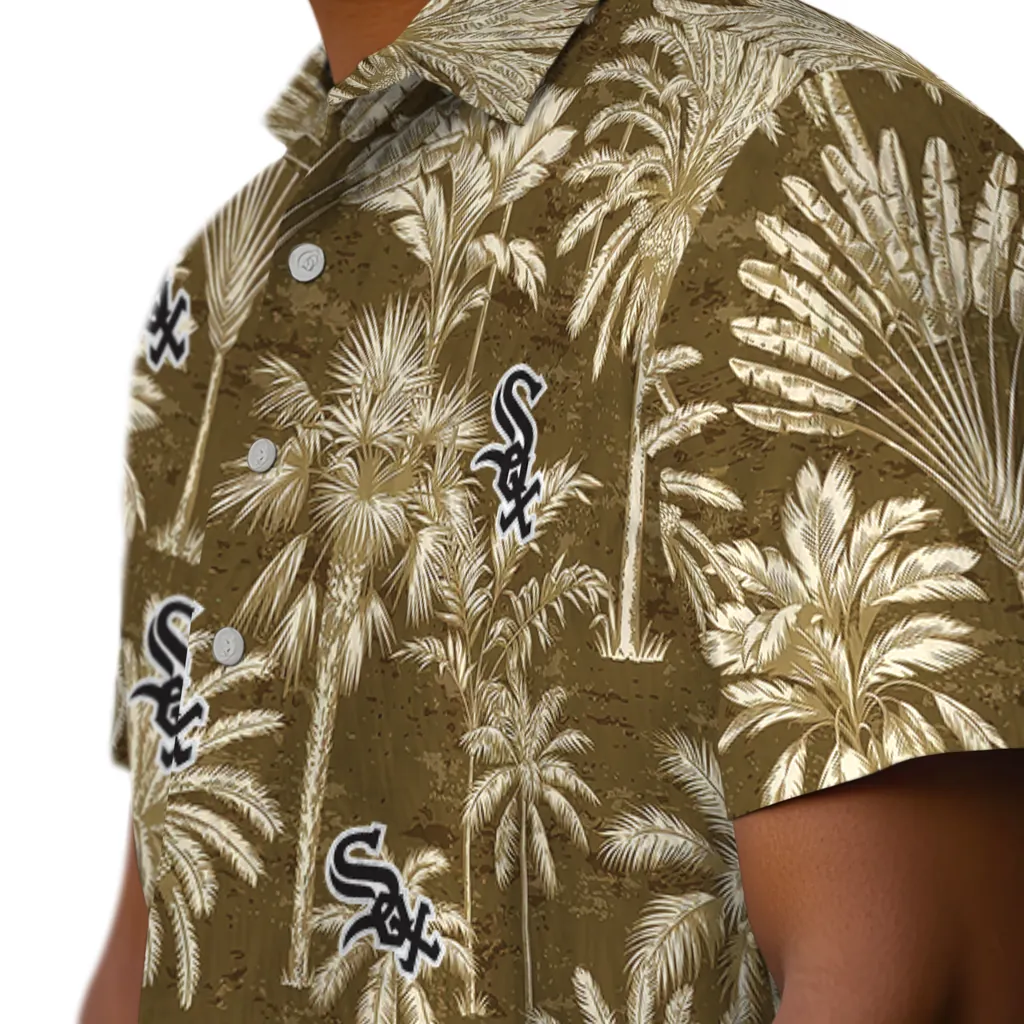 Chicago White Sox Hawaiian Shirt - Vintage Palm Tree chicago white sox palm shadows black hawaiian shirts trendy