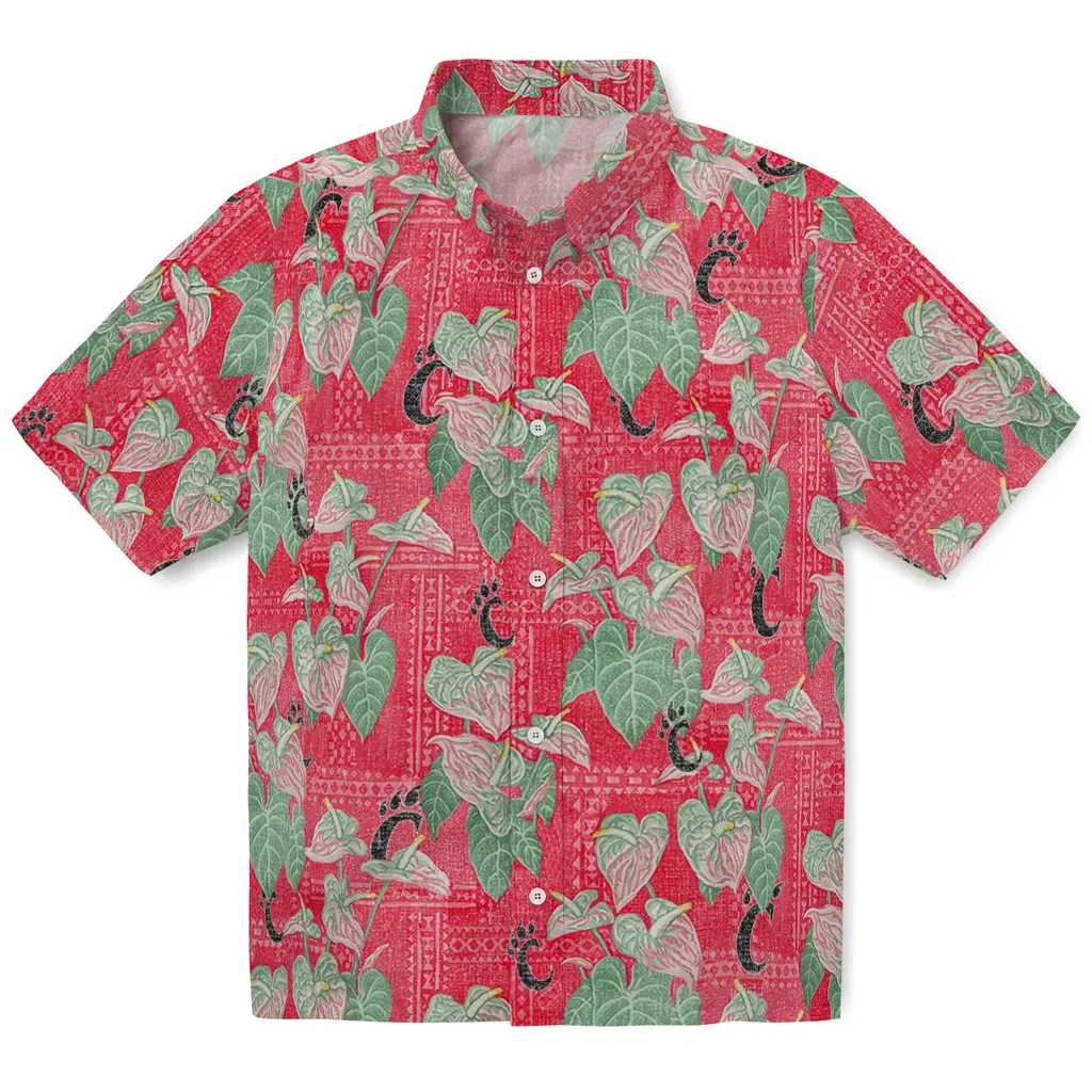 Cincinnati Bearcats Hawaiian Shirt - Anthurium Overlay cincinnati bearcats anthurium overlay red hawaiian shirts best selling