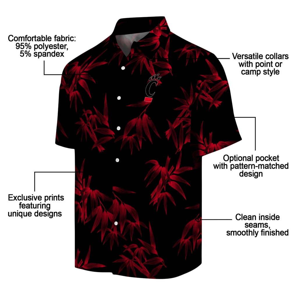 Cincinnati Bearcats Hawaiian Shirt - Bamboo Branches cincinnati bearcats bamboo branches red black hawaiian shirts new arrival