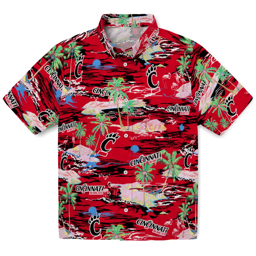 Cincinnati Bearcats Hawaiian Shirt - Hawaii Island cincinnati bearcats flamingo retreat red hawaiian shirts best selling
