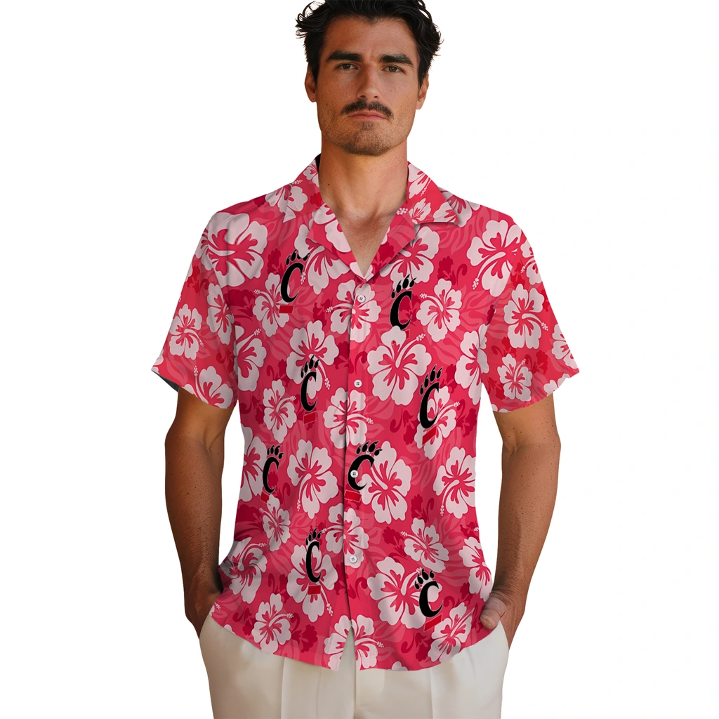 Cincinnati Bearcats Hawaiian Shirt - Hibiscus Cluster cincinnati bearcats hibiscus cluster red hawaiian shirts fashion forward