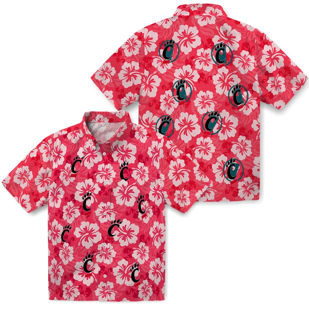 Cincinnati Bearcats Hawaiian Shirt - Hibiscus Cluster cincinnati bearcats hibiscus cluster red hawaiian shirts high quality