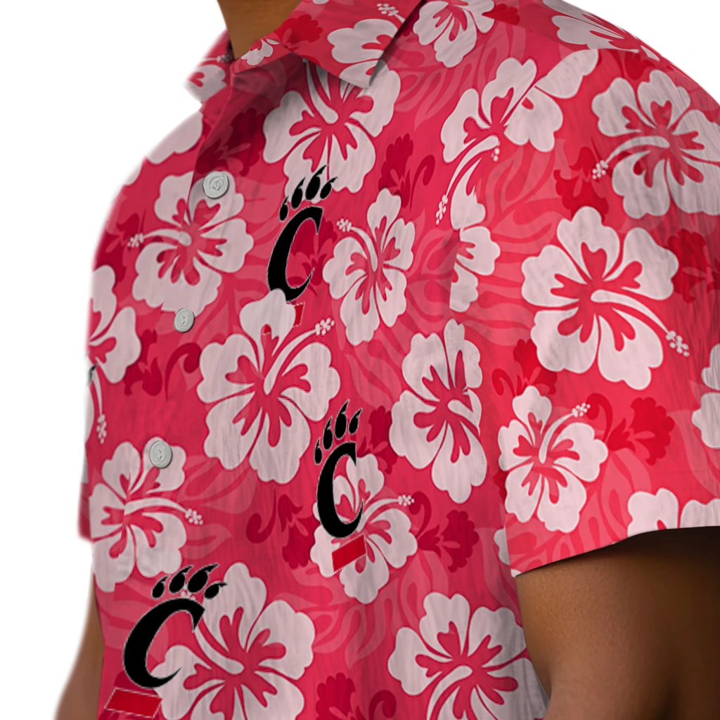 Cincinnati Bearcats Hawaiian Shirt - Hibiscus Cluster cincinnati bearcats hibiscus cluster red hawaiian shirts trendy