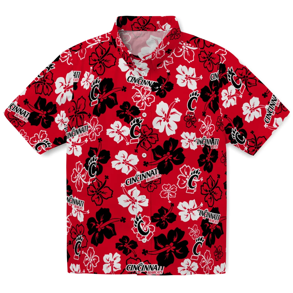 Cincinnati Bearcats Hawaiian Shirt - Hibiscus Flower Design cincinnati bearcats hibiscus bloom red hawaiian shirts best selling