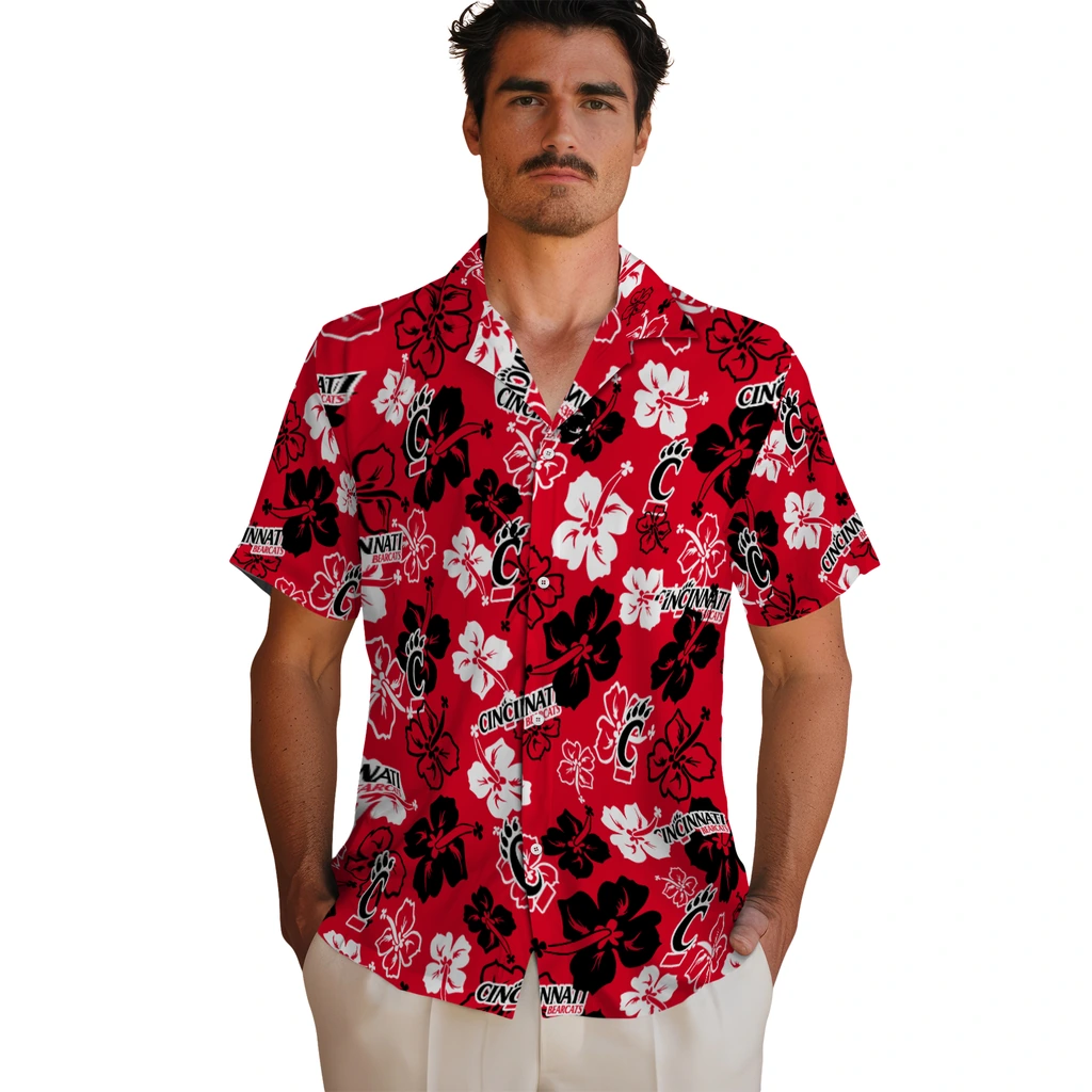 Cincinnati Bearcats Hawaiian Shirt - Hibiscus Flower Design cincinnati bearcats hibiscus bloom red hawaiian shirts fashion forward