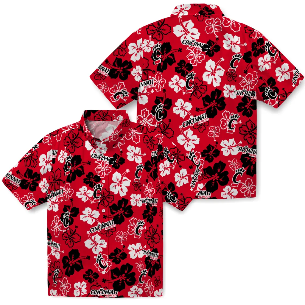 Cincinnati Bearcats Hawaiian Shirt - Hibiscus Flower Design cincinnati bearcats hibiscus bloom red hawaiian shirts high quality