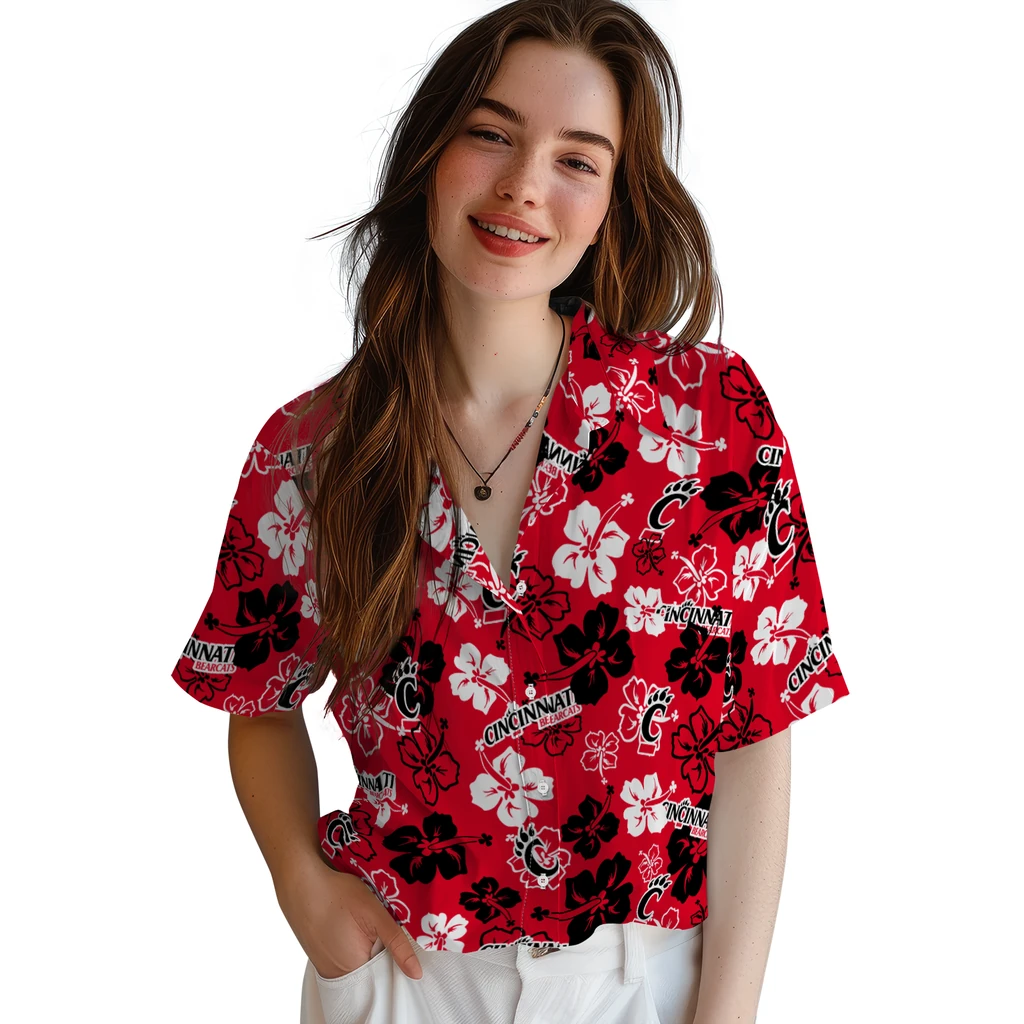 Cincinnati Bearcats Hawaiian Shirt - Hibiscus Flower Design cincinnati bearcats hibiscus bloom red hawaiian shirts latest model