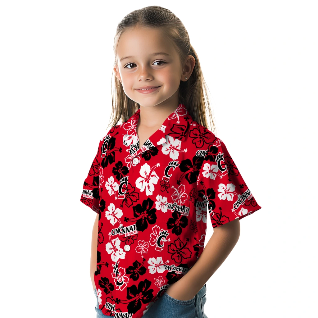 Cincinnati Bearcats Hawaiian Shirt - Hibiscus Flower Design cincinnati bearcats hibiscus bloom red hawaiian shirts premium grade