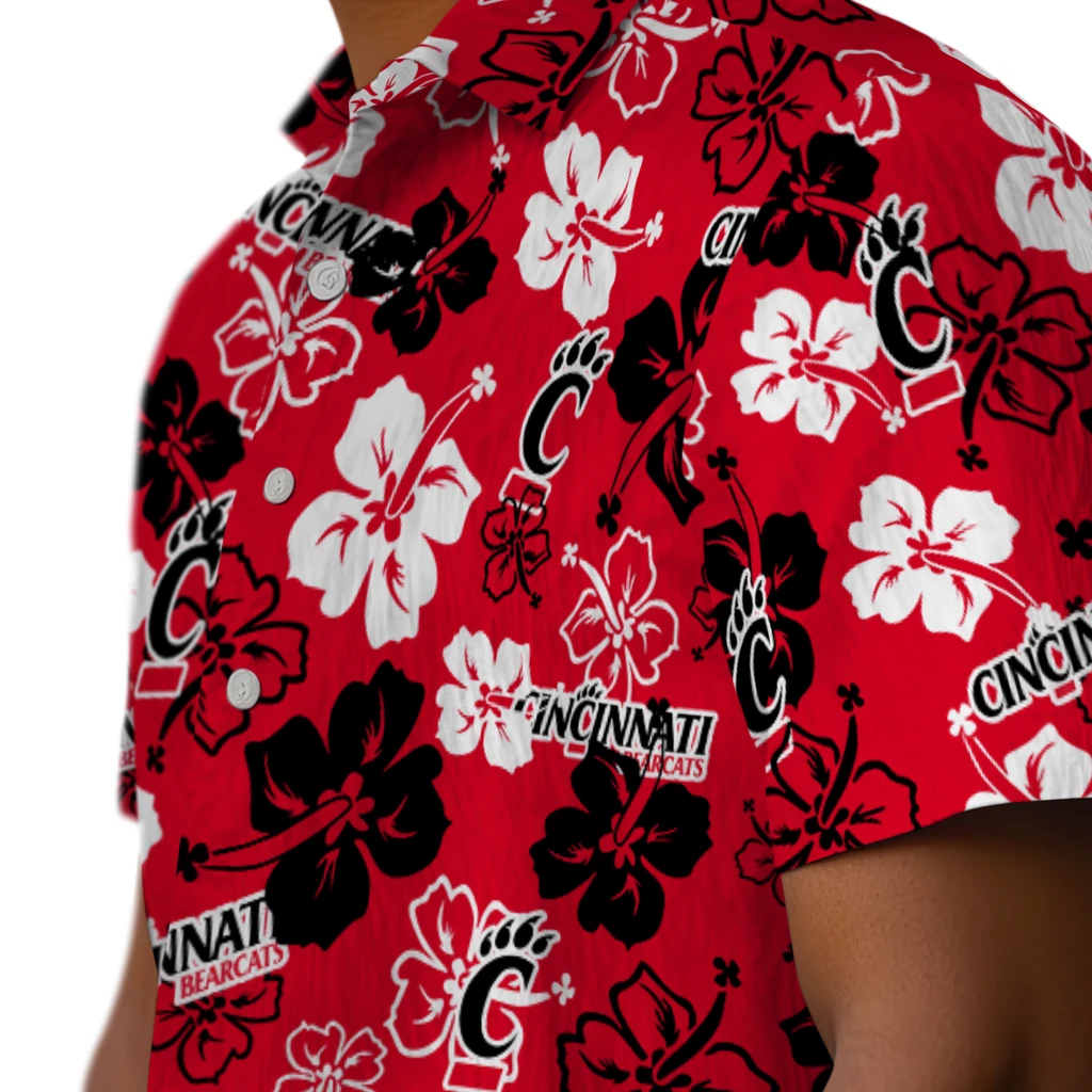 Cincinnati Bearcats Hawaiian Shirt - Hibiscus Flower Design cincinnati bearcats hibiscus bloom red hawaiian shirts trendy