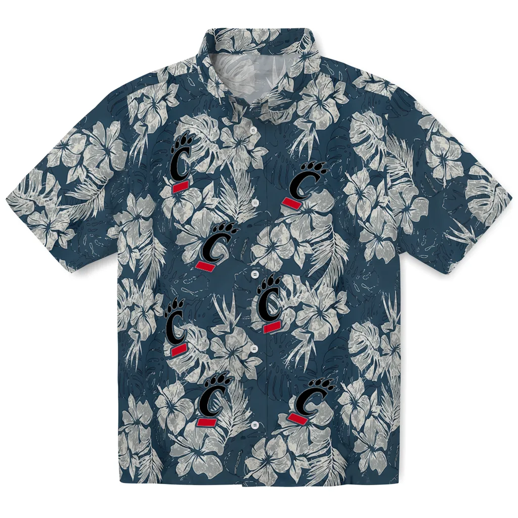 Cincinnati Bearcats Hawaiian Shirt - Hibiscus Flowers cincinnati bearcats hibiscus flowers navy blue hawaiian shirts best selling