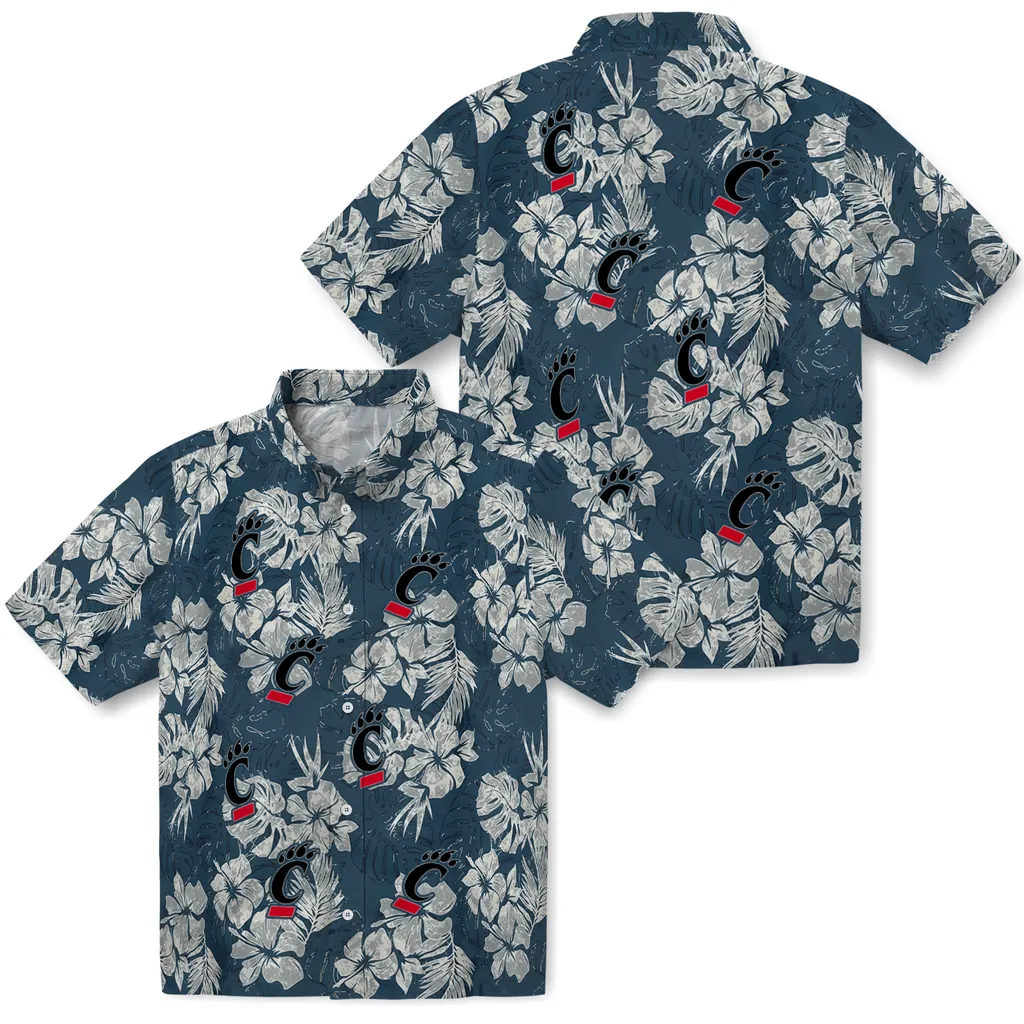 Cincinnati Bearcats Hawaiian Shirt - Hibiscus Flowers cincinnati bearcats hibiscus flowers navy blue hawaiian shirts high quality