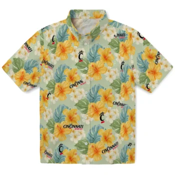 cincinnati bearcats hibiscus mood pale lime yellow hawaiian shirts best selling