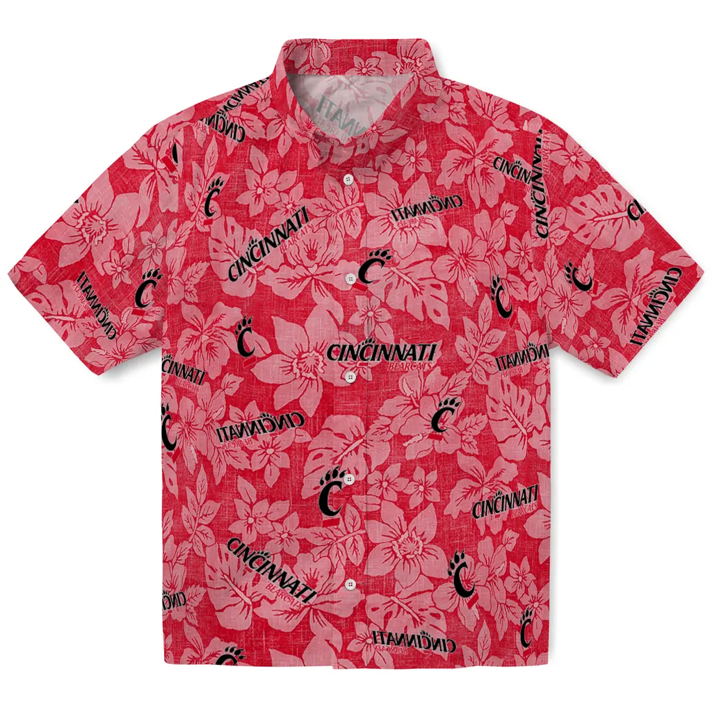 Cincinnati Bearcats Hawaiian Shirt - Hibiscus Oasis cincinnati bearcats hibiscus oasis red hawaiian shirts best selling