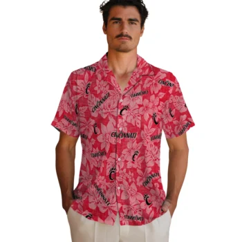 cincinnati bearcats hibiscus oasis red hawaiian shirts fashion forward