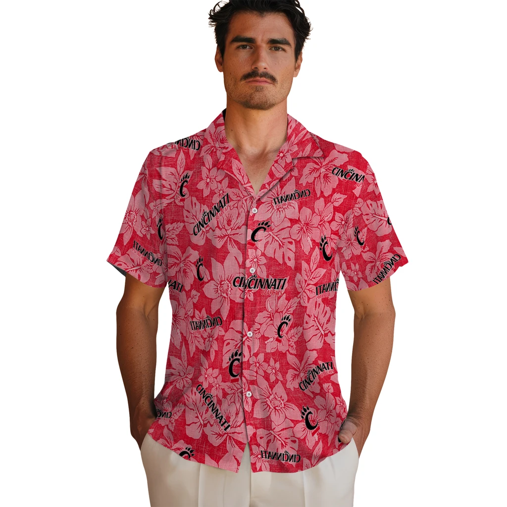 Cincinnati Bearcats Hawaiian Shirt - Hibiscus Oasis cincinnati bearcats hibiscus oasis red hawaiian shirts fashion forward