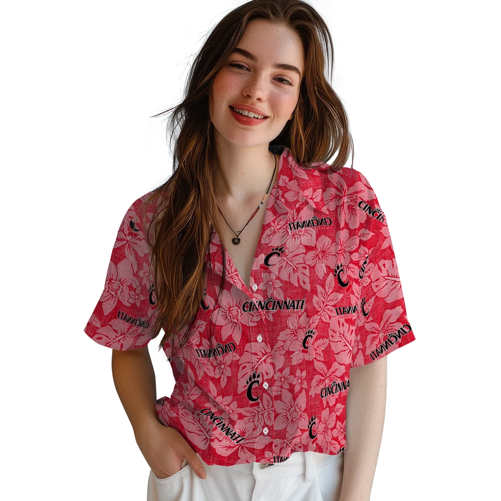 Cincinnati Bearcats Hawaiian Shirt - Hibiscus Oasis cincinnati bearcats hibiscus oasis red hawaiian shirts latest model
