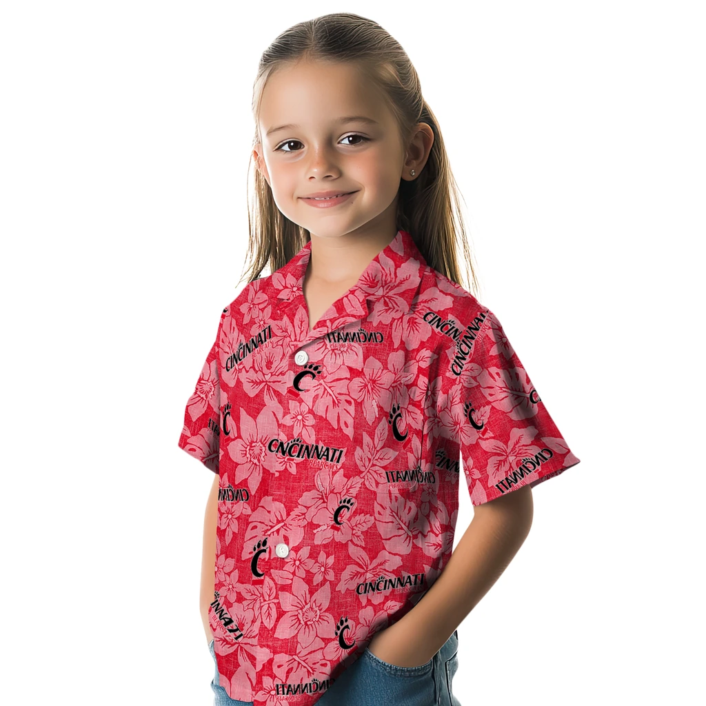 Cincinnati Bearcats Hawaiian Shirt - Hibiscus Oasis cincinnati bearcats hibiscus oasis red hawaiian shirts premium grade